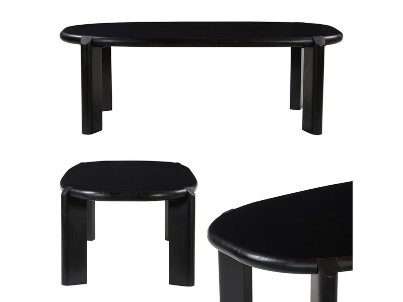  Table basse en bois de manguier massif noire 120cm suri  - Conforama C
