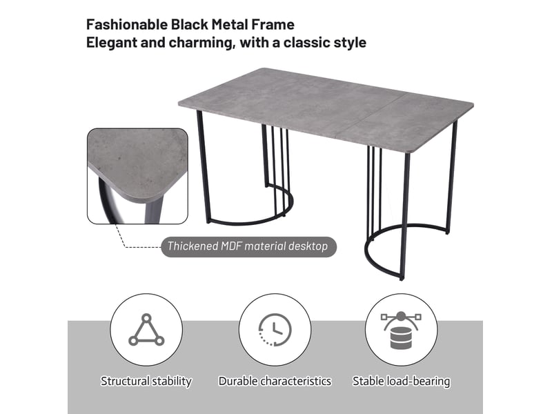  Ensemble table et 4 chaises 140x80x75 cm effet marbre gris  - Conforama E