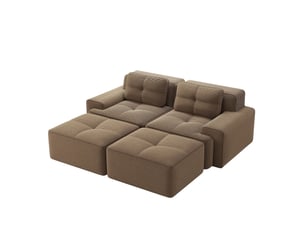 Canapé modulsofa boneless u en corde de velours, confort nuage, design modulaire avec ottoman, 2 places pour salon, montage sans effort, marron
