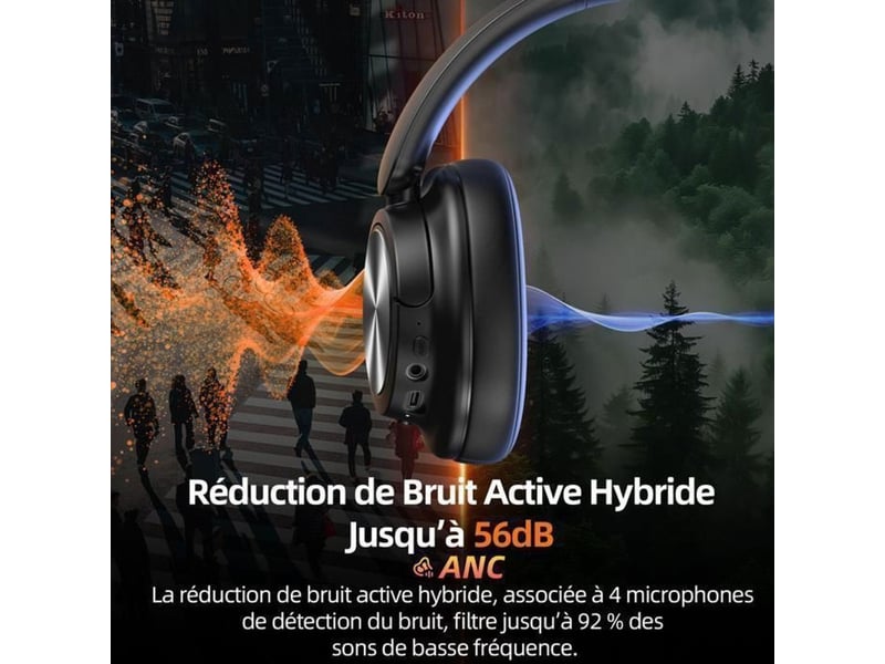  Casque bluetooth sans fil h1 anc hybride 56 db bluetooth 6.0 micro 6 176665_AAAHO48388_6_DROPFR - Conforama C