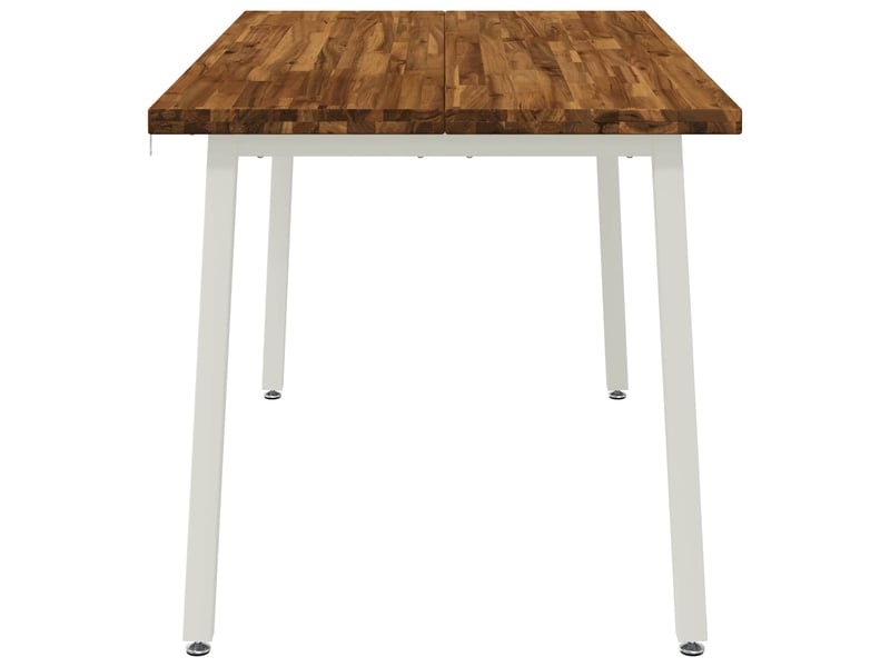  Table à manger moderne 140x80x75 cm bois d'acacia massif naturel et blanc shl61677  - Conforama E