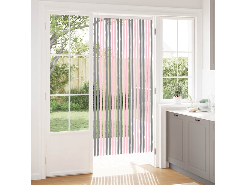 Rideau anti-insectes, moustiquaire en chenille gris argent et rose cf43429 - Conforama B