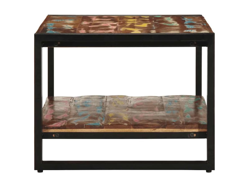  Table basse rectangulaire | table de salon multicolore 90x50x38 cm bois de récupération massif  - Conforama E