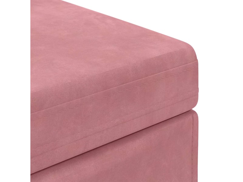  Tabouret bas, ottoman rose 41x41x40 cm velours et bois composite  - Conforama E
