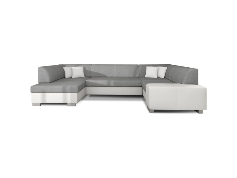  Canapé panoramique en u gris &amp; blanc convertible 6 places havane ressorts ondulés  - Conforama A