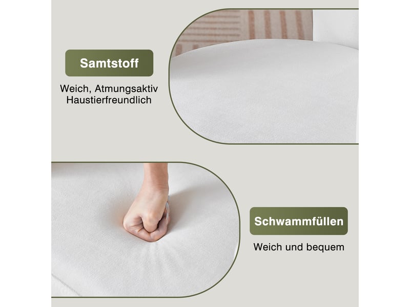  Chaise de salle à manger avec accoudoirs ergonomiques, dossier enveloppant et charge 150 kg, en velours beige  - Conforama D