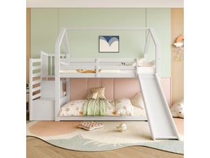 Lit superposé 90x200 cm <strong>MERAX</strong>  <strong>lit enfant blanc</strong> coloris blanc