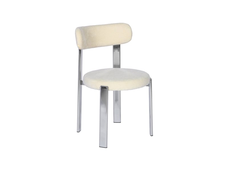  Lot de 2 chaises vintage acier chromé et tissu texturé crème - gloria  - Conforama B