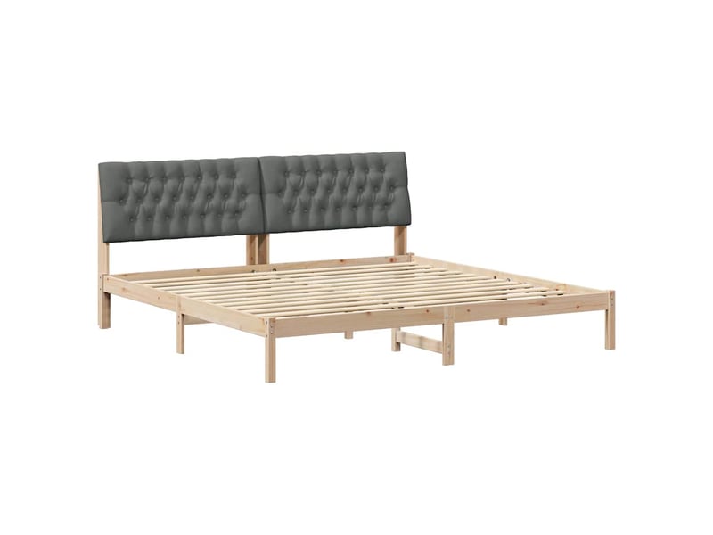 Lit double- lit adulte -  cadre de lit avec tête de lit rembourrée marron 200 x 200 cm  - Conforama A