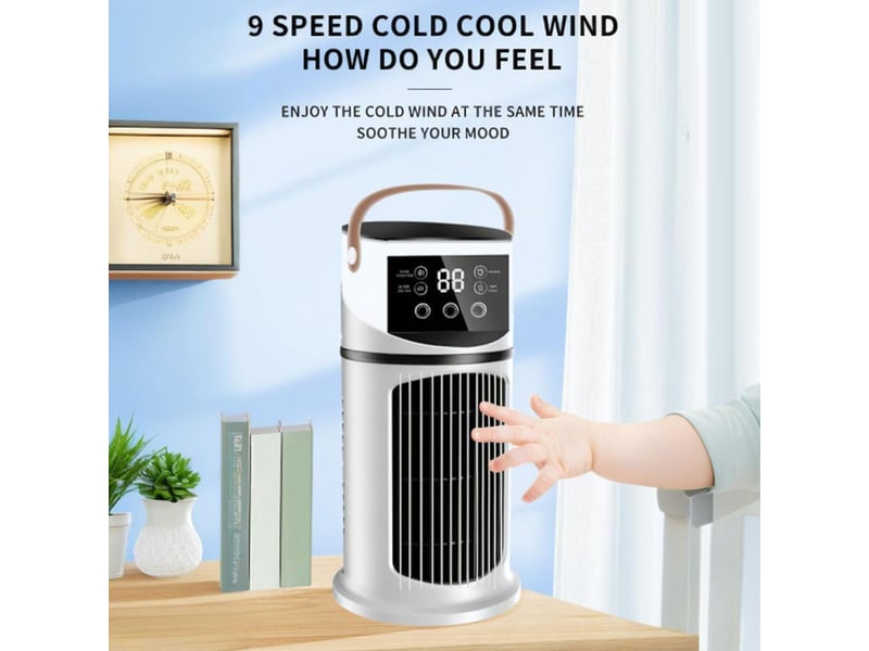  Climatiseur portable – tour ventilateur avec brumisation réglable et éclairage led – ventilateur de table rafraîchissant et silencieux – mini refroidisseur d'air pour maison, bureau et camping  - Conforama C