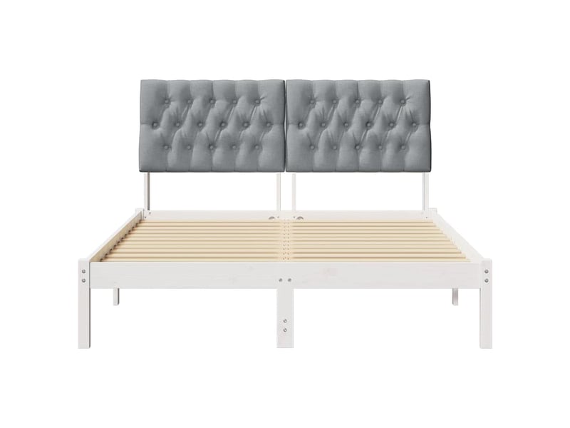  Lit double- lit adulte -  cadre de lit avec tête de lit rembourrée blanc 150 x 200 cm  - Conforama D