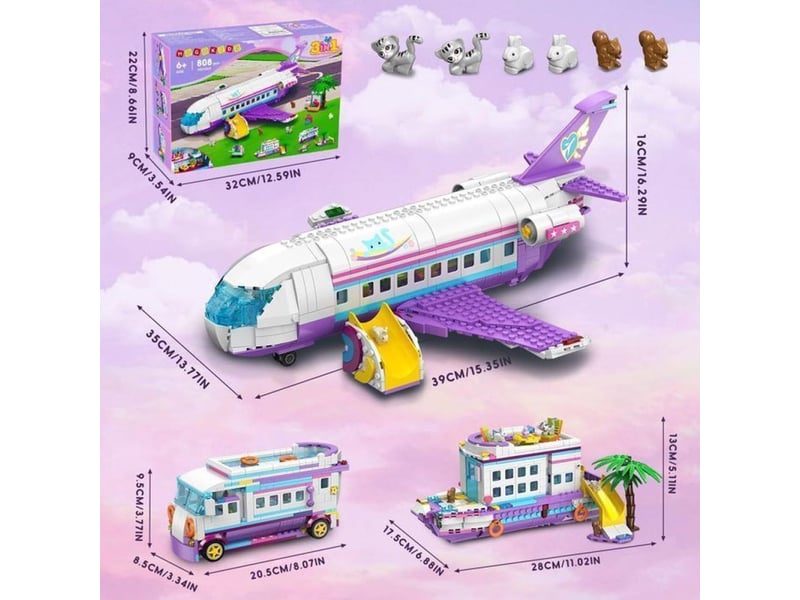  Jeu de construction 3 en 1 808 pieces avion bateau camping car violet 151498_AAAPV99185_6_DROPFR - Conforama B