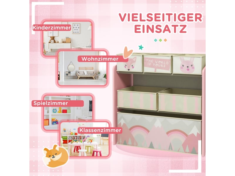  Lot de 6 boîtes en tissu, joli design, 63 x 30 x 66 cm, rose  - Conforama E