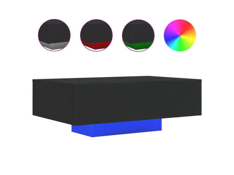  Table basse | table d'appoint salon avec lumières led noir 85x55x31 cm  - Conforama A