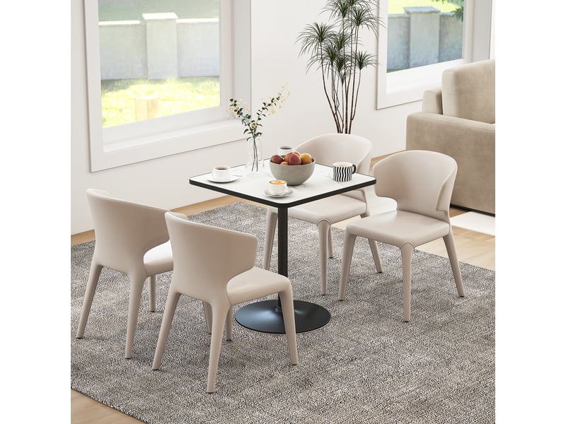  Table à manger pour 4 personnes table de cuisine style moderne avec plateau effet marbre et base ronde, 70 x 70 cm, blanc  - Conforama D