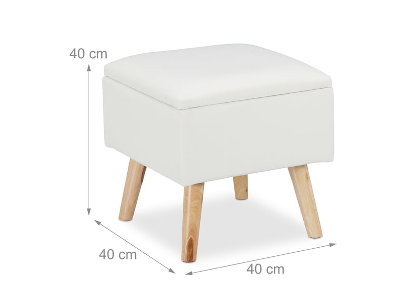 Tabouret de rangement design élégant 40 x 40 x 40 cm 2 en 1 fonctionnel salon en cuir synthétique beige 13_0009677  - Conforama B