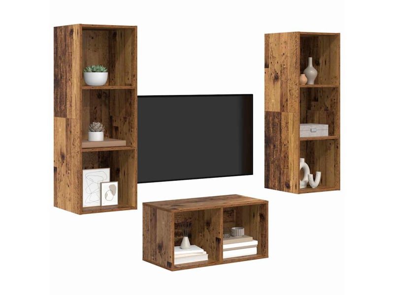  Ensemble meuble tv - banc tv - meuble de rangement bois ancien bois d'ingénierie  - Conforama C
