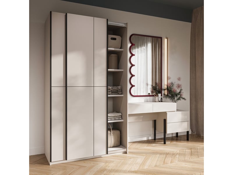 Armoire vertis 2 portes coulissantes cachemire avec fermeture silencieuse 120 cm - Conforama B