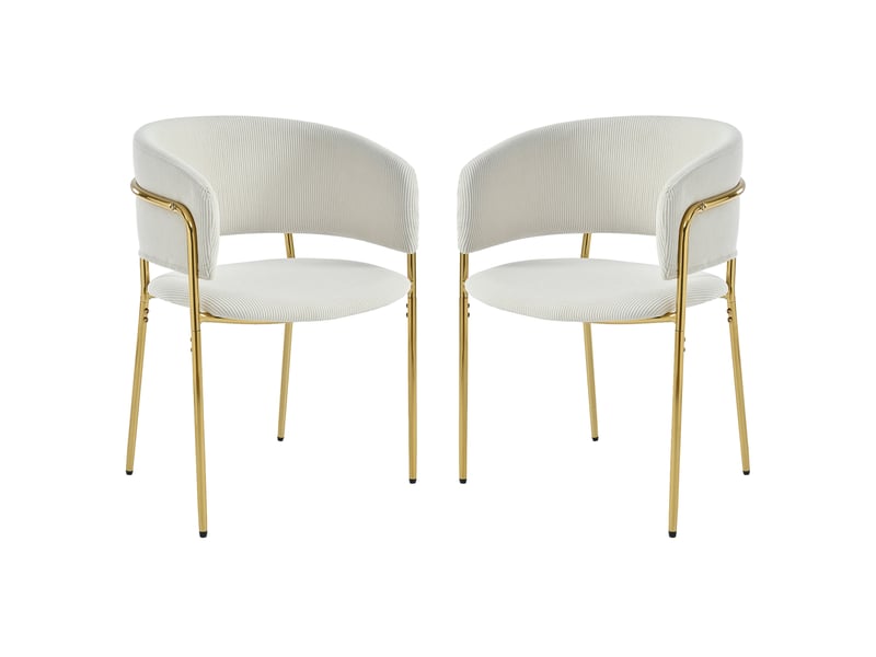  Lot de 2 chaises de salle à manger,55x55x80 cm,avec pieds réglables,tissu côtelé,beige  - Conforama A
