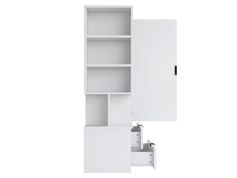  Armoire une porte 70 × 50 × 170 cm – avec 2 tiroirs – avec étagères réglables en hauteur – blanc  - Conforama W