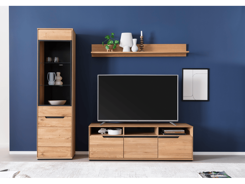  Vitrine haute 1 porte coloris chêne sauvage - longueur 53 x profondeur 41 x hauteur 196 cm  - Conforama D
