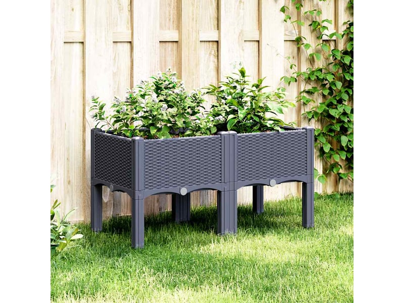  Jardinière - bac à fleurs avec pieds bleu gris 80x40x42 cm pp  - Conforama B