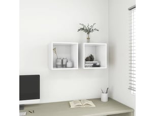 Lot de 2 étagères, armoires murales, meubles tv blanc 37x37x37 cm bois d'ingénierie cf41027
