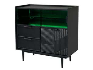 Meuble de salle de bain 80 x 35 x 80 cm – noir – rangement moderne avec porte vitrée, tiroirs et led