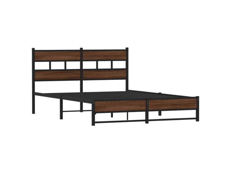  Lit double- lit adulte -  cadre de lit en métal sans matelas chêne marron 135x190 cm  - Conforama B