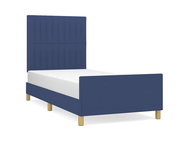  Cadre de lit bleu tissu moderne confortable sommier 80x200 cm chambre adulte design  - Conforama A