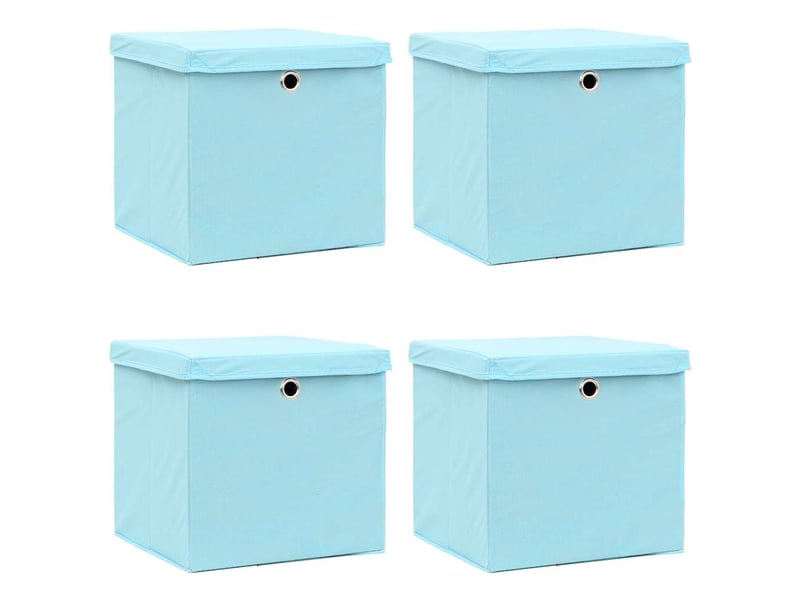 Boîtes de rangement avec couvercles 4 pcs 28x28x28cm bleu azuré  - Conforama B