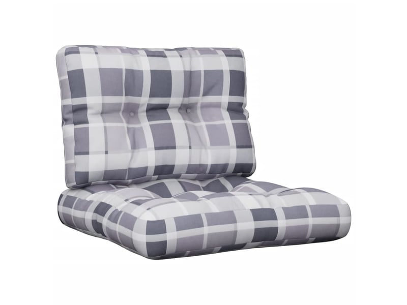  Lot de 2 coussins de palette, coussins de canapé motif à carreaux gris tissu cf59545  - Conforama A