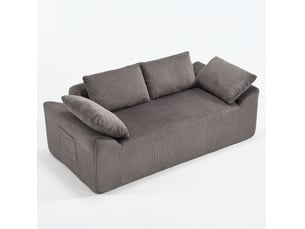 Canapé droit compressé fixe WISHDOR 2 places Tissu gris
