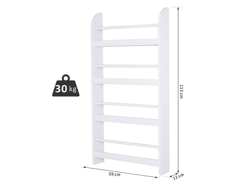  Bibliothèque murale à 4 niveaux en bois blanc, étanche, charge maximale 30 kg (59 cm x 12 cm x 113 cm)  - Conforama E