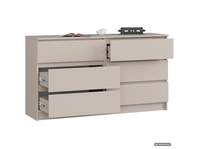  Commode k140 cachemire 138 cm 6 tiroirs 138x40x77 cm Commode K140 - Conforama B
