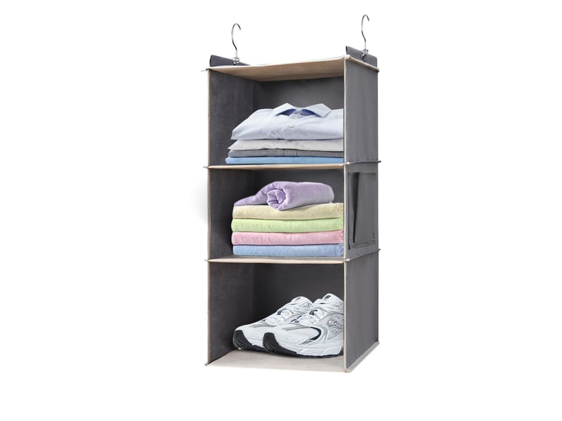  Organisateur de penderie suspendu à 3 niveaux avec crochets métalliques – rangement suspendu pliable, gris YSK0006160SJY - Conforama A