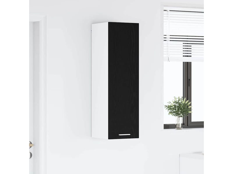 Meuble de rangement cuisine, armoire suspendue chêne noir 30x31x100cm bois d'ingénierie - Conforama D
