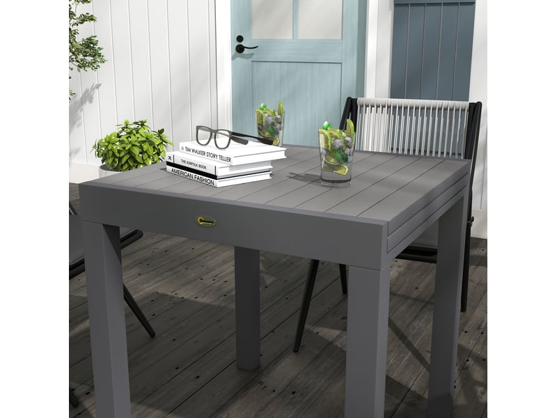  Table de jardin extensible pour 6 personnes, terrasse extensible jusqu'à 162 cm aluminium gris 81162 x 80 x 75 cm pour balcon &amp; jardin  - Conforama E