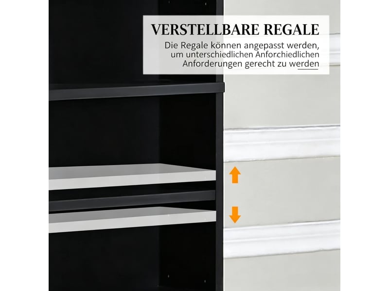  Meuble de rangement cddvd,102x23,5x195 cm,étagères réglables,mdf,noir  - Conforama E