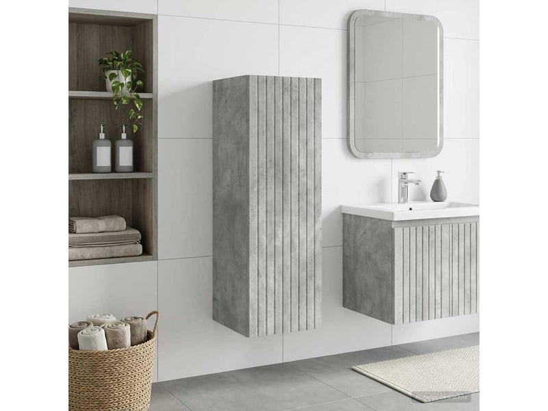  Cabinet salle de bain mural, meuble de rangement gris béton 33x34.5x60 cm shl634  - Conforama B