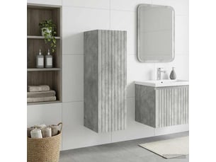 Cabinet salle de bain mural, meuble de rangement gris béton 33x34.5x60 cm shl634
