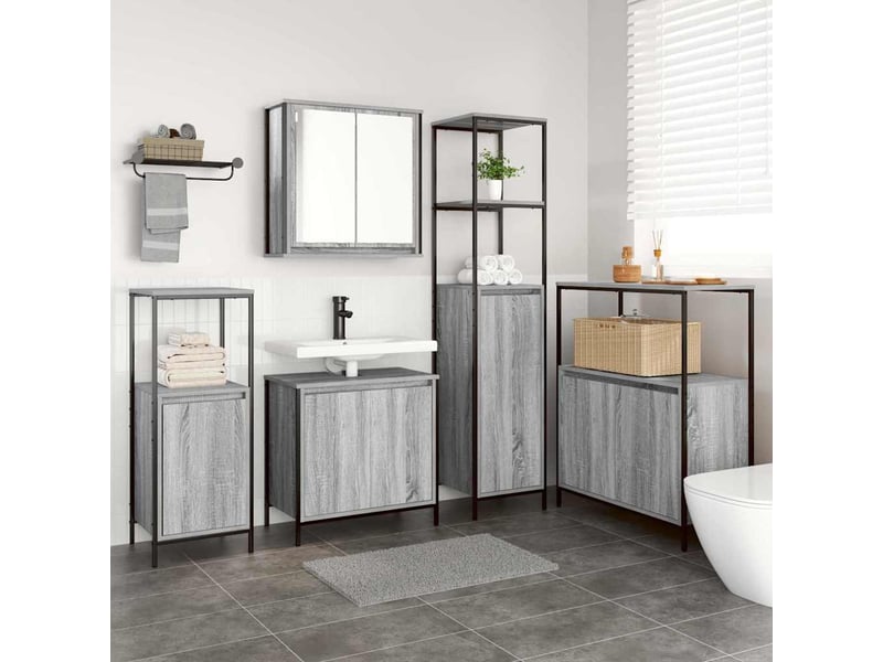  Ensemble de mobilier de salle de bain 5 pc gris sonoma et noir cf64565  - Conforama B