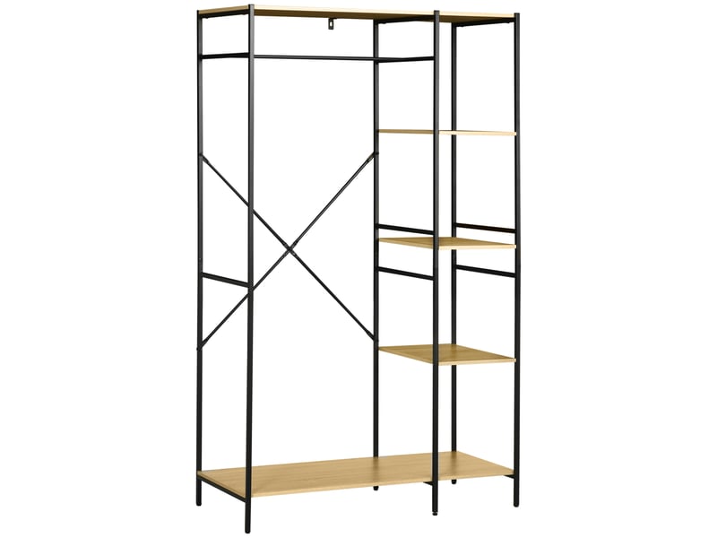  Portant à vêtements avec tringle et 4 étagères en métal et panneaux 100 x 46 x 170,5 cm  - Conforama A