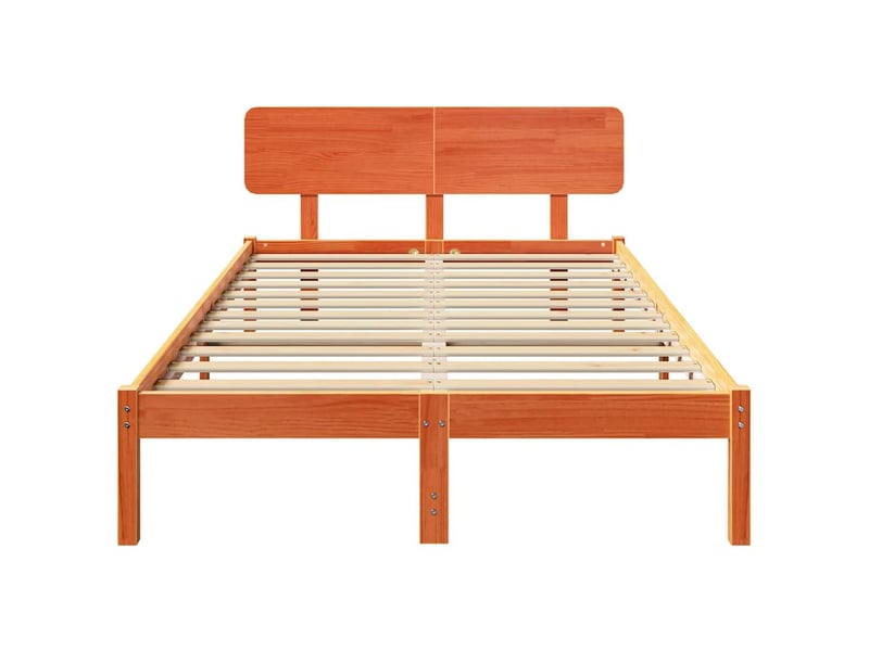  Lit double- lit adulte -  cadre de lit avec tête de lit brun  120 x 190 cm pin massif  - Conforama D