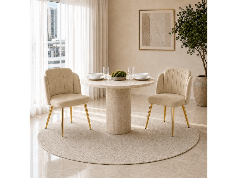  Lot de 2 chaises de salle à manger,58.5x62x78 cm,avec piètement doré,polyester,marron  - Conforama B