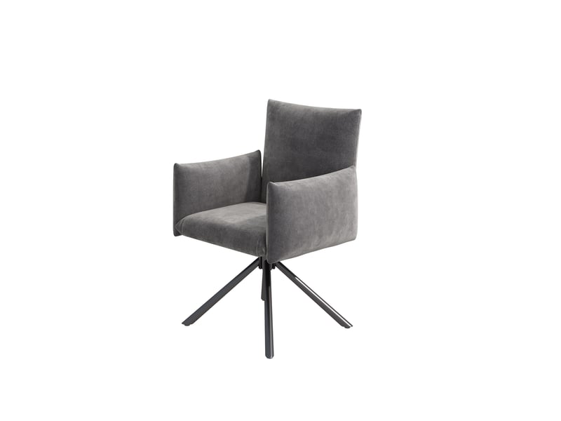  Lot de 4 chaises de salle à manger pivotantes 360° en velours gris avec pieds en métal  - Conforama A