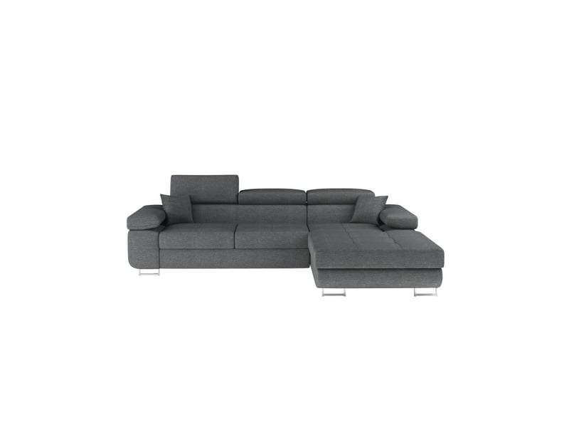  Canapé d'angle convertible amanda gris foncé chenille fine avec coffre  - Conforama A