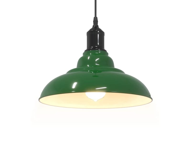  Lampe suspendue, suspension luminaire réglable hauteur e27 vert brillant ø 31cm métal  - Conforama E