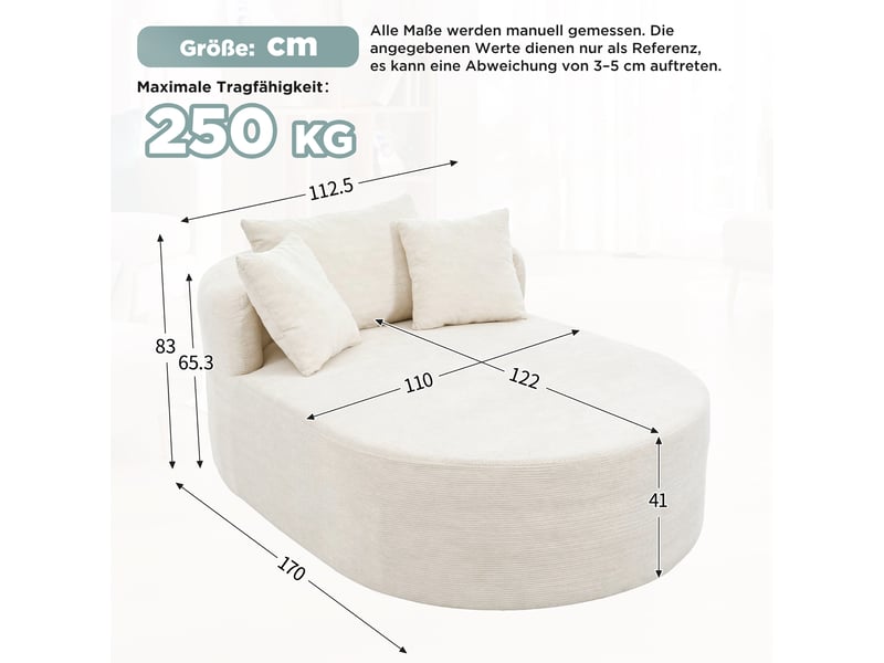 Canapé de salon, canapé pour séjour, dossier inclinable, livré monté, 122 cm, en velours, pour salon - Conforama E