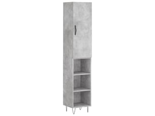 Buffet haut - bahut - meuble de rangement gris béton 34,5x34x180 cm bois d'ingénierie